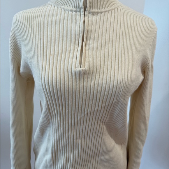 Beige/Cream Ribbed Turtleneck Sweater - Jones New York - Picture 7 of 8